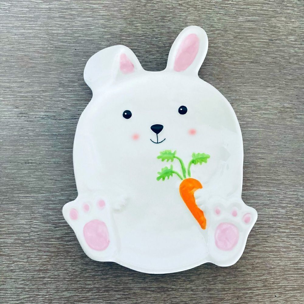 Easter Bunny Ceramic Spring Decor Tray Plate